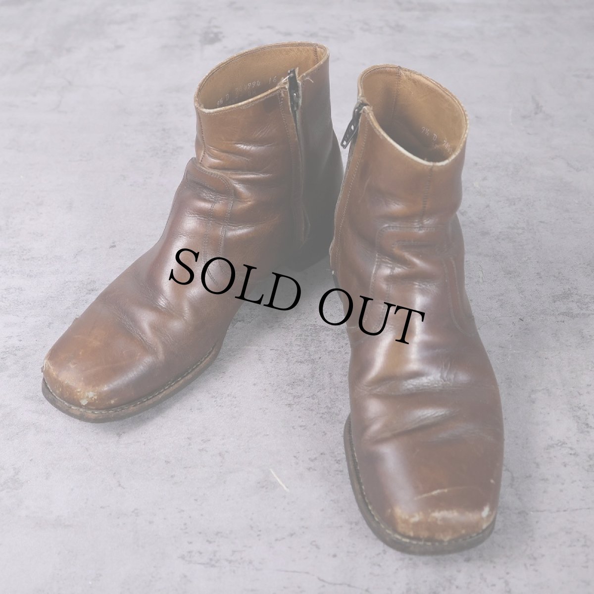 画像1: 70〜80's FLORSHEIM サイドジップ レザーブーツ 28cm (1)