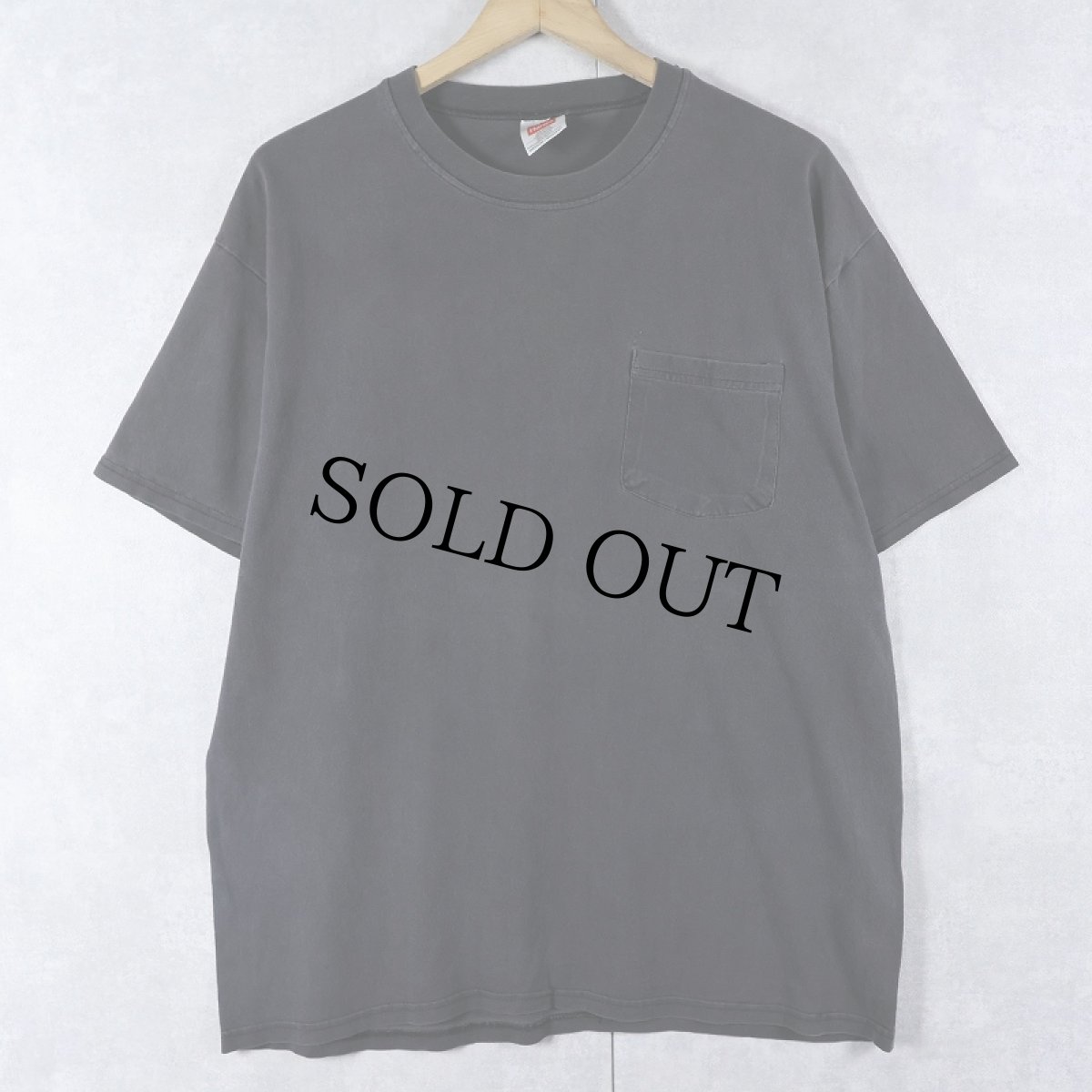 画像1: Hanes 無地ポケットTシャツ BLACK M (1)