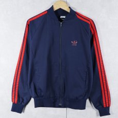画像1: 80's adidas ロゴ刺繍 ポリエステル×コットン トラックジャケット NAVY M (1)