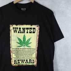 画像1: 90〜2000's "WANTED REWARD” ガンジャプリントTシャツ BLACK M (1)