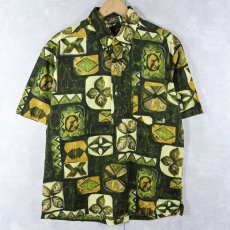 画像1: 60〜70's Diamond Head Sportswear オールオーバーパターン 猫目ボタン ボタンダウンシャツ (1)