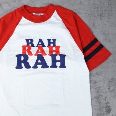 画像1: 80's Champion トリコタグ USA製 "RAH RAH RAH" プリントラグランTシャツ DEADSTOCK L (1)