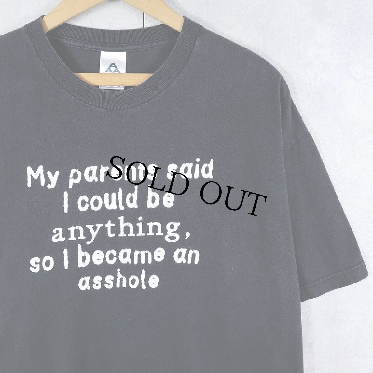 画像1: 2000's "My parents said...” メッセージプリントTシャツ BLACK XL (1)
