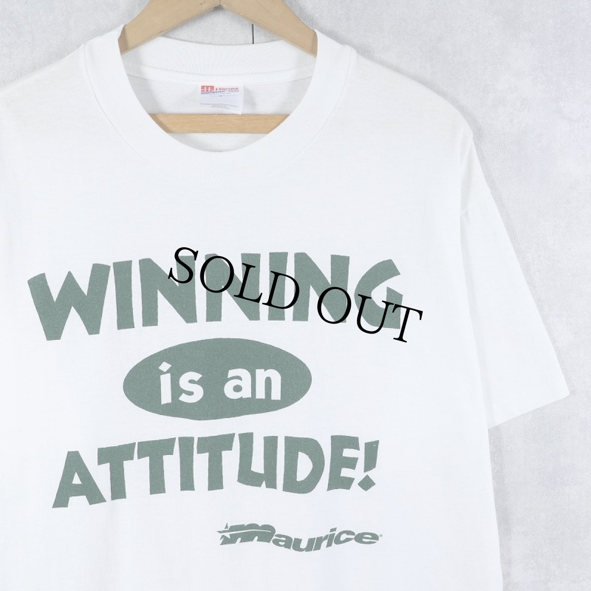 画像1: 90's USA製 "WINNING is an ATTITUDE!” メッセージプリントTシャツ L (1)