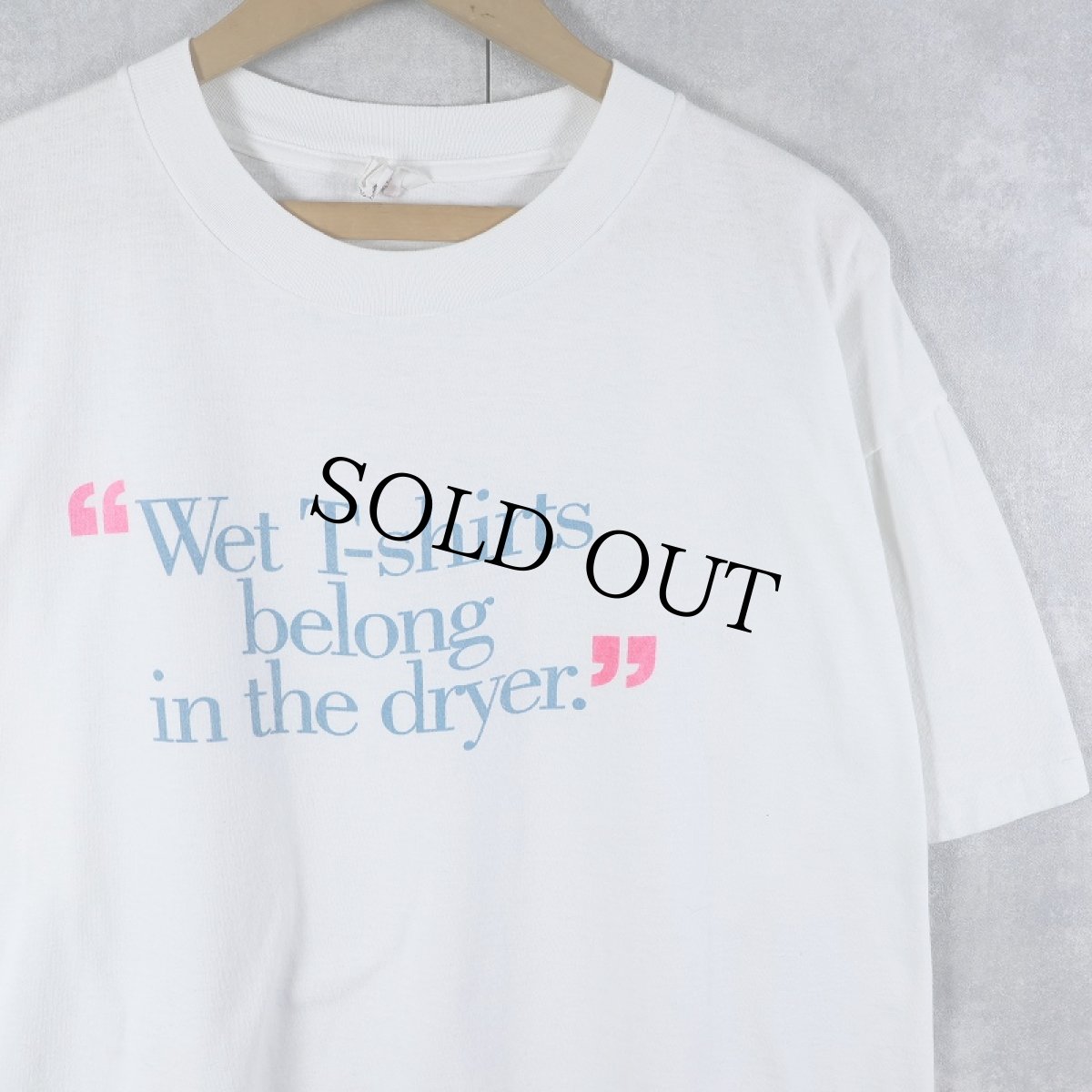 画像1: 90's VIRGINIA SLIMS USA製 "Wet T-shirts belong in the dryer.” タバコブランド メッセージプリントTシャツ XL (1)