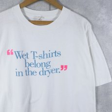 画像1: 90's VIRGINIA SLIMS USA製 "Wet T-shirts belong in the dryer.” タバコブランド メッセージプリントTシャツ XL (1)