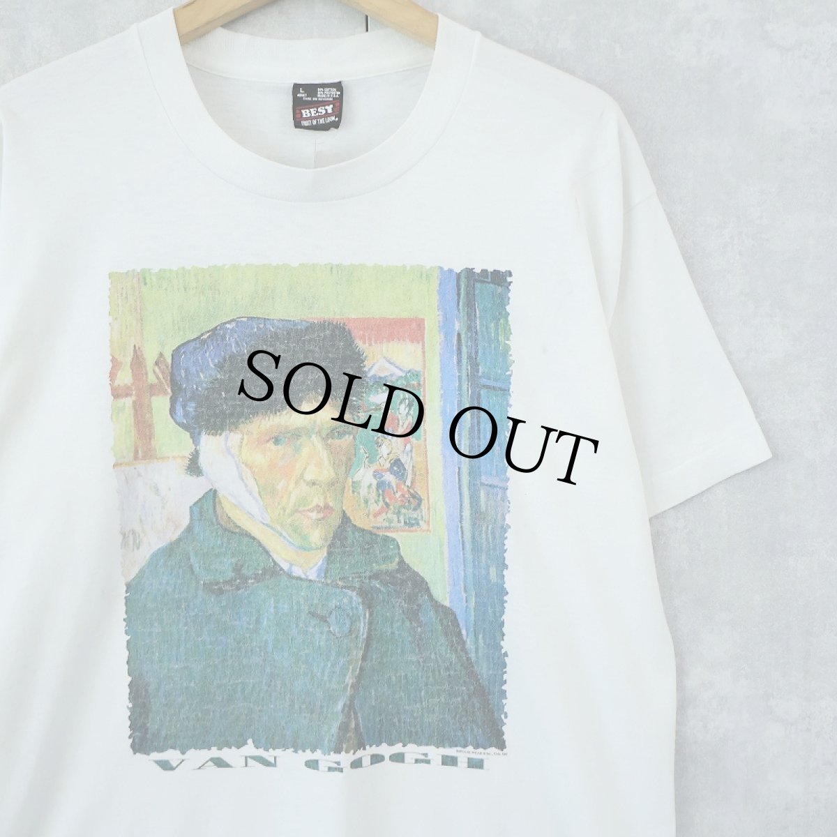 画像1: 90's Vincent Van Gogh USA製 "Self-Portrait with Bandaged Ear" アートプリントTシャツ L (1)
