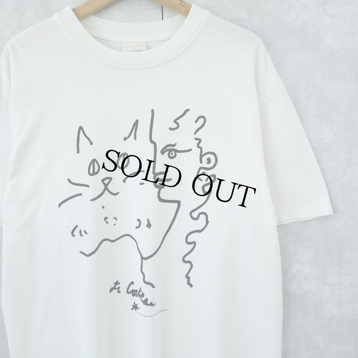画像1: 90's〜 Jean Cocteau "Cats" アートプリントTシャツ L (1)