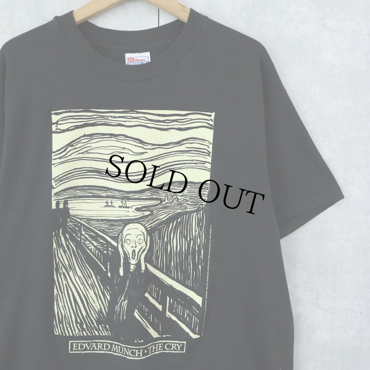 画像1: 90's Edvard Munch "The Scream" 蓄光 アートプリントTシャツ BLACK L (1)