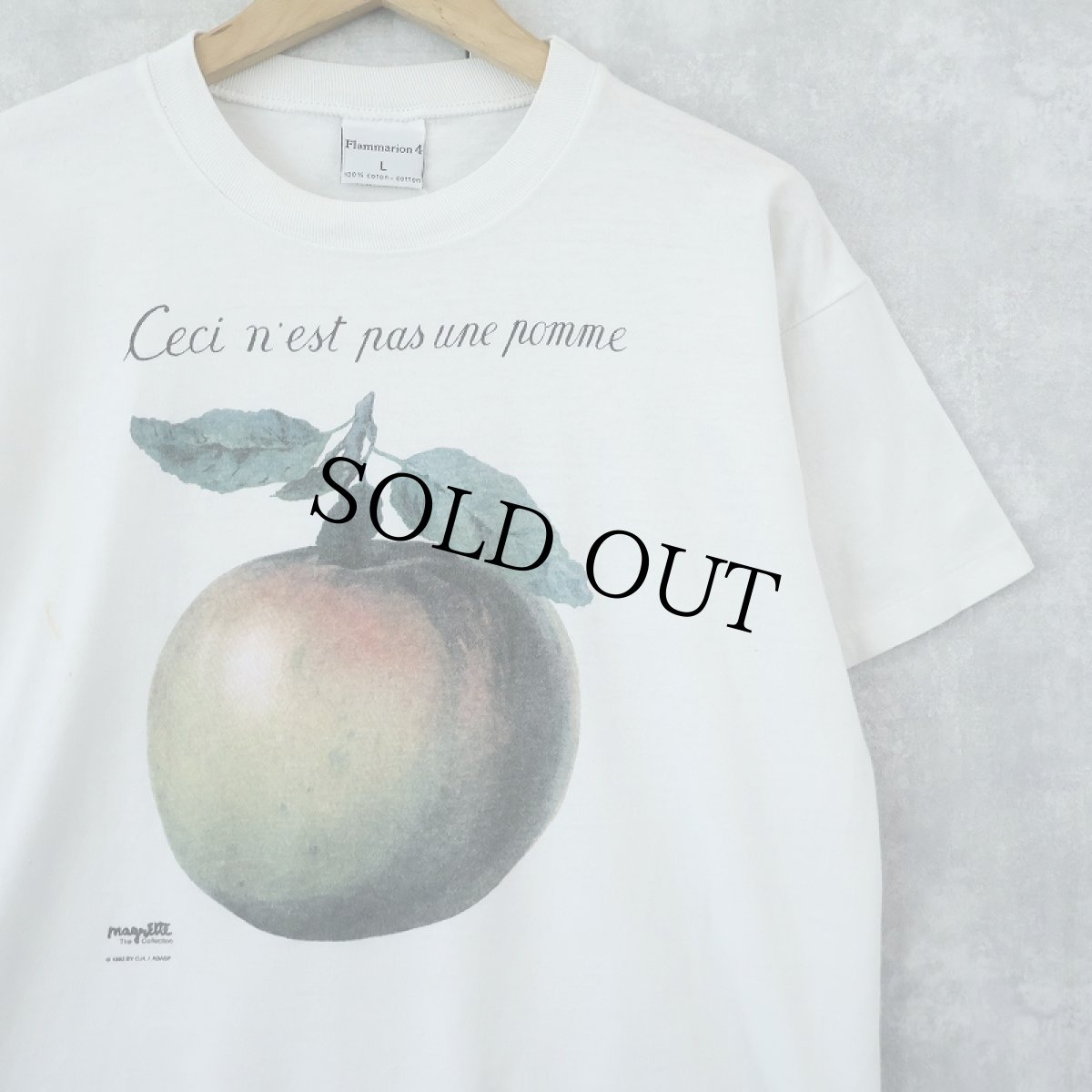 画像1: 90's Ren? Magritte "Ceci n'est pas une pomme" アートプリントTシャツ L (1)