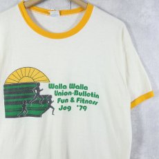 画像1: 70's Champion バータグ USA製 "Wall Wall Union-Bulletin..." イベントプリントリンガーTシャツ L (1)