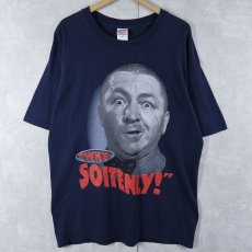 画像1: The Three Stooges "WHY SOITENLY!" コメディアンプリントTシャツ NAVY L (1)
