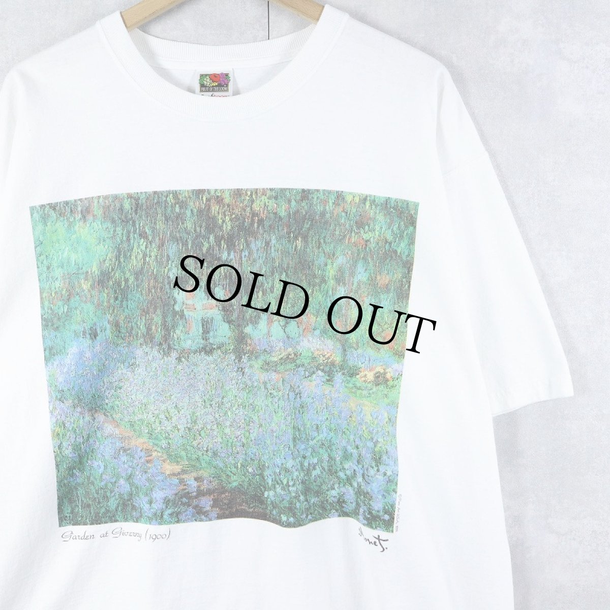 画像1: 90's〜 Claude Monet "The Artist's Garden at Giverny" アートプリントTシャツ XL (1)