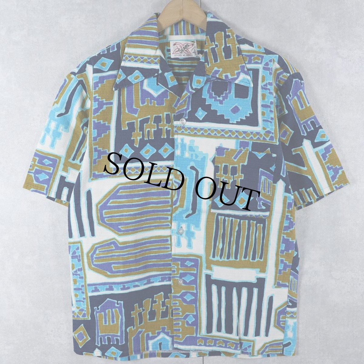 画像1: 〜70's SEARS STYLED IN HAWAII  総柄 ハワイアンシャツ M (1)