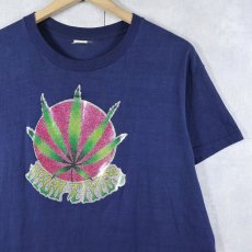 画像3: 70's USA製 "HIGH TIMES" ガンジャ ラメプリントTシャツ NAVY XL (3)