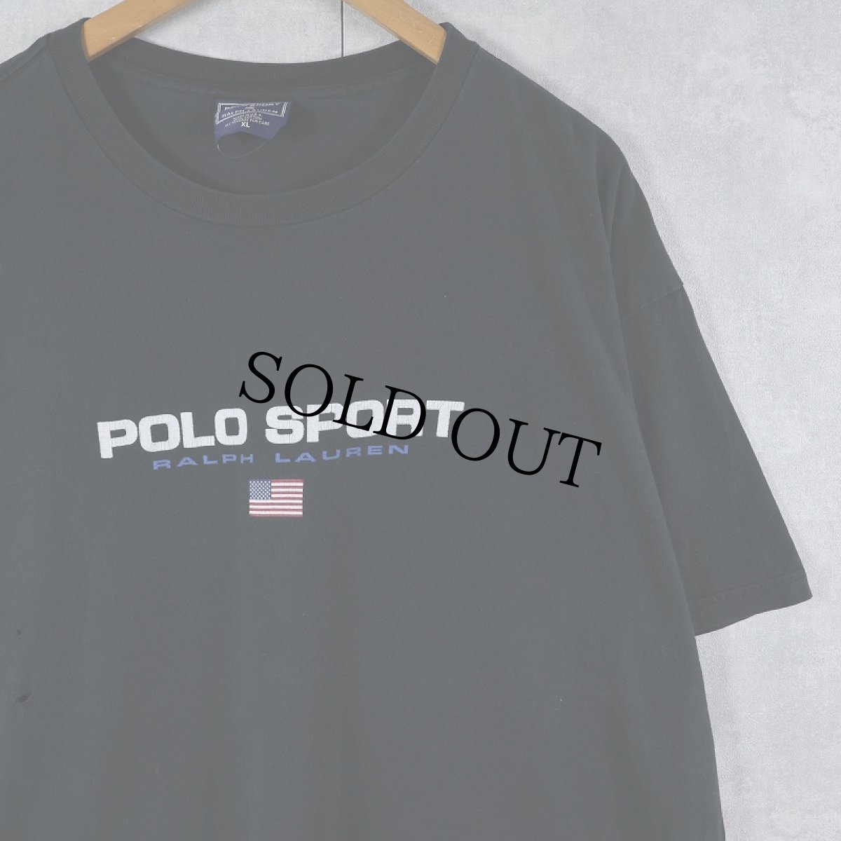 画像1: 90's POLO SPORT Ralph Lauren USA製 ロゴプリントTシャツ BLACK XL (1)