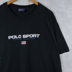 画像1: 90's POLO SPORT Ralph Lauren USA製 ロゴプリントTシャツ BLACK XL (1)