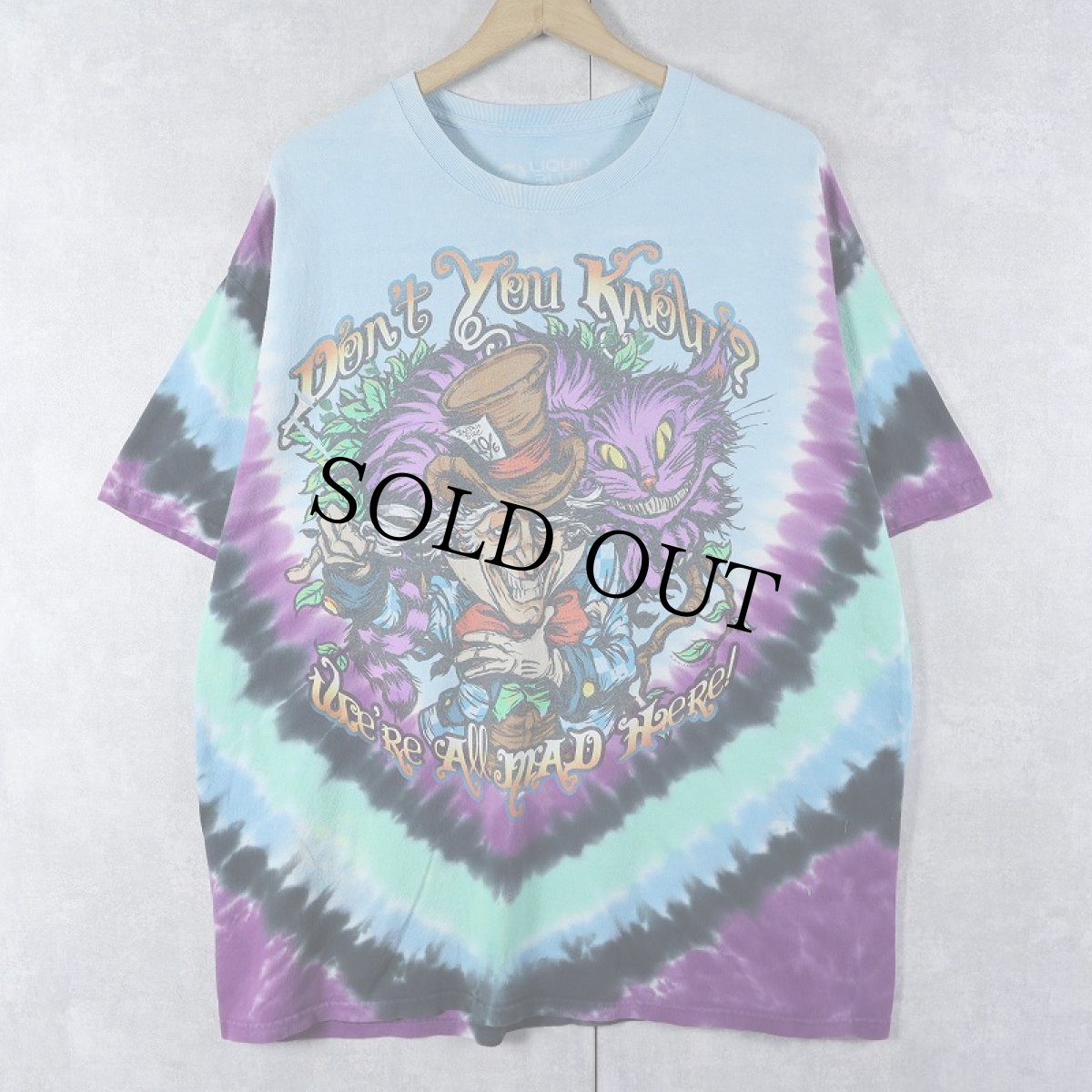 画像1: LIQUID BLUE Alice in wonderland タイダイ イラストプリントTシャツ XL (1)