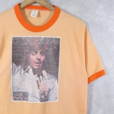 画像1: 70's BARRY MANILOW ミュージシャン プリントリンガーTシャツ L (1)