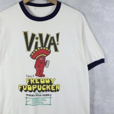 画像1: 70's "ViVA! FREDDY FUDPUCKER" キャラクター プリントリンガーTシャツ  (1)