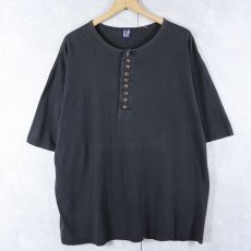 画像1: 90's GAP ヘンリーネック無地Tシャツ BLACK (1)