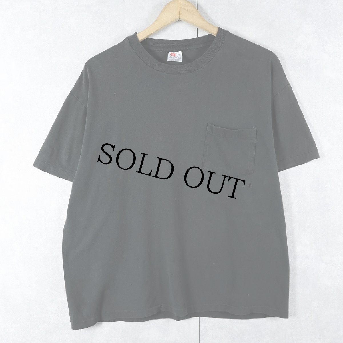 画像1: 90's Hanes USA製 無地 ポケットTシャツ BLACK L (1)