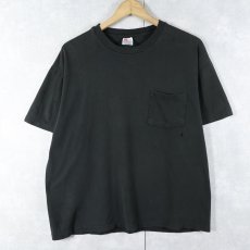 画像1: 90's Hanes USA製 無地 ポケットTシャツ BLACK L (1)