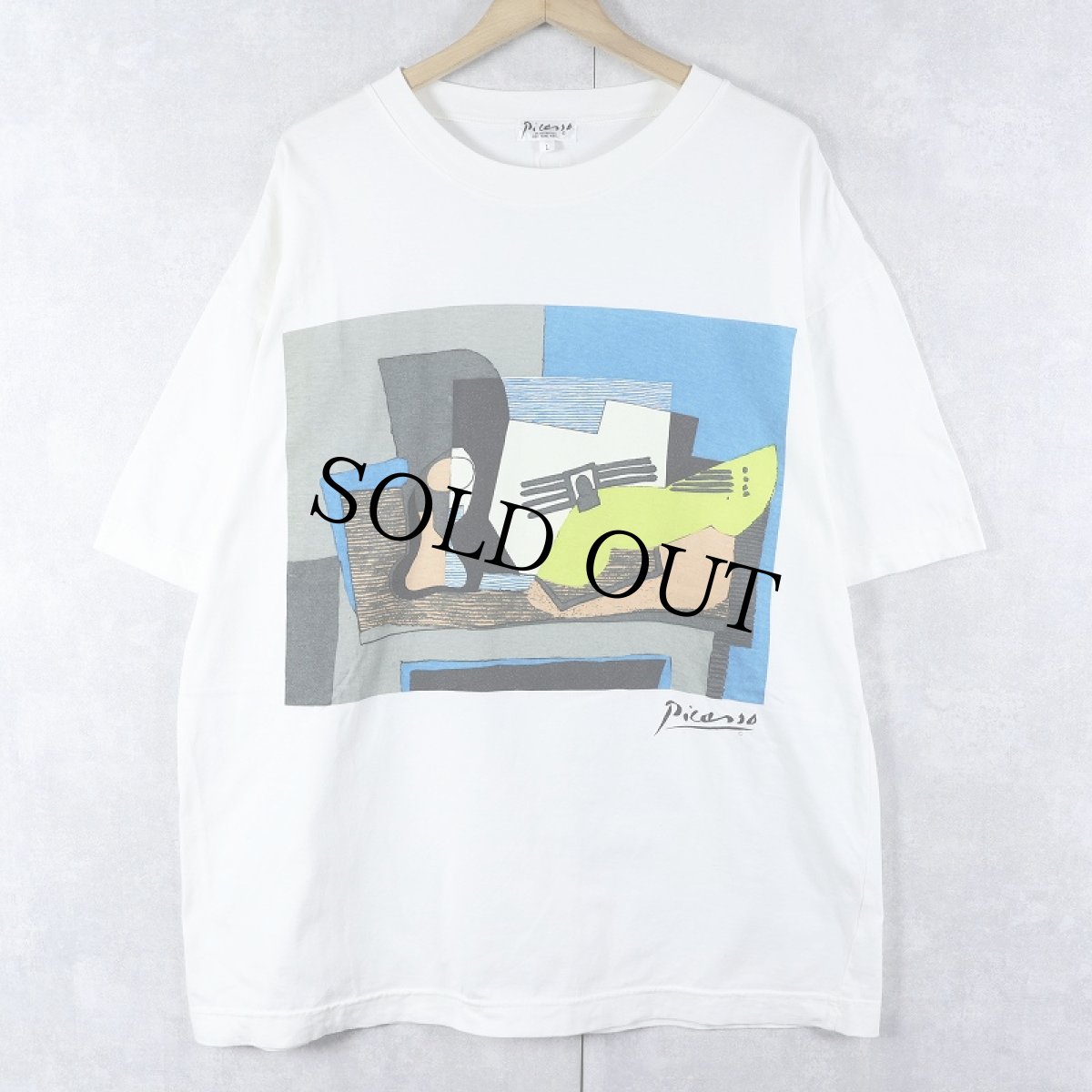 画像1: Pablo Picasso "Still Life with Guitar" アートプリントTシャツ L (1)