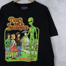 画像1: Steven Rhodes "Don't Talk to Strangers" イラストプリントTシャツ BLACK L (1)