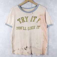 画像3: 70〜80's "TRY IT ! YOU'LL LIKE IT" メッセージプリント リンガーTシャツ  (3)