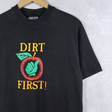画像1: 80〜90's "DIRT FIRST!" イラストプリントTシャツ BLACK M (1)