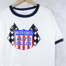 画像1: 70〜80's USA製 "UNITED STATES AUTO CLUB" プリントリンガーTシャツ XL (1)
