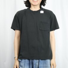 画像2: 90's Hanes USA製 無地 ポケットTシャツ BLACK L (2)