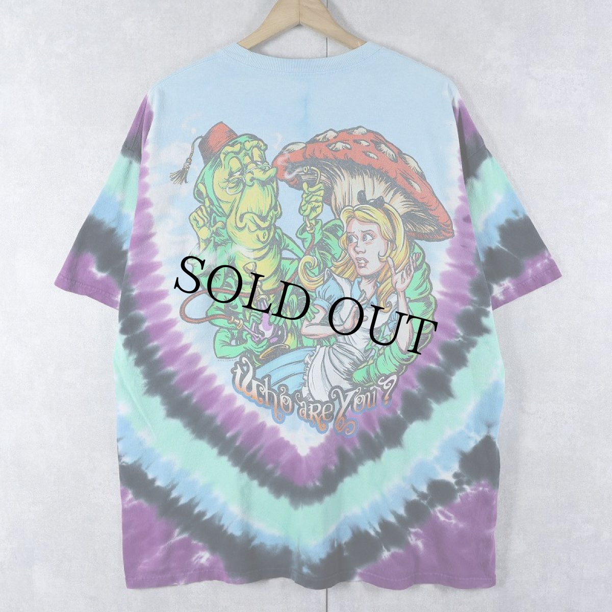 画像2: LIQUID BLUE Alice in wonderland タイダイ イラストプリントTシャツ XL (2)