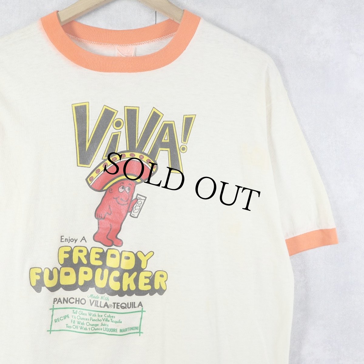 画像3: 70's "ViVA! FREDDY FUDPUCKER" キャラクター プリントリンガーTシャツ XL (3)