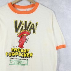 画像3: 70's "ViVA! FREDDY FUDPUCKER" キャラクター プリントリンガーTシャツ XL (3)