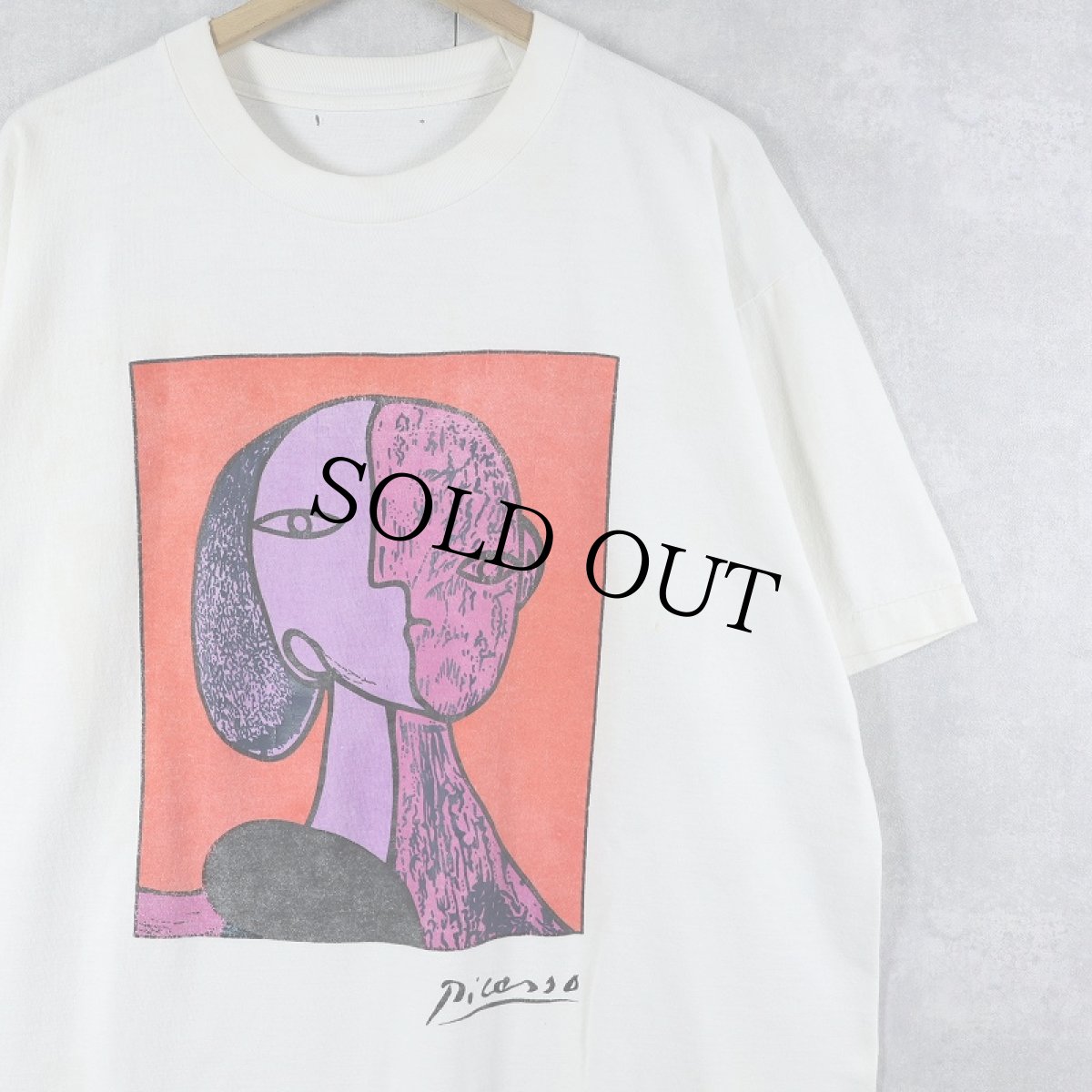 画像1: 90's Pablo Picasso "Seated Woman with Yellow Background" アートプリントTシャツ (1)