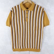 画像1: UNKNOWN ストライプ柄 ニットポロシャツ (1)