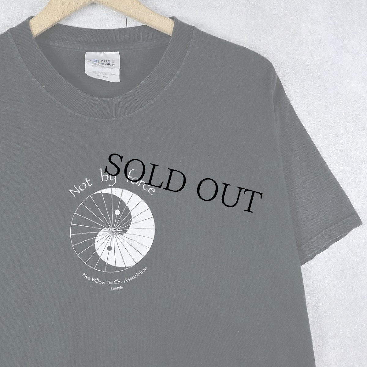 画像1: Five Willow Tai Chi Association "Not by force" 太極拳団体 プリントTシャツ BLACK M (1)