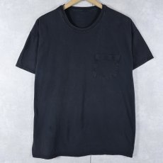 画像1: 90's〜 無地ポケットTシャツ BLACK M (1)