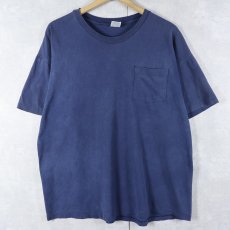 画像1: 90's Hanes USA製 無地ポケットTシャツ NAVY XL (1)