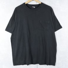 画像1: 90's Hanes USA製 無地ポケットTシャツ BLACK XL (1)