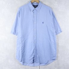 画像1: Ralph Lauren "BLAKE" ロゴ刺繍 シルク×リネンボタンダウンシャツ L (1)