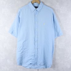画像1: Ralph Lauren "BLAKE" ロゴ刺繍 リネンボタンダウンシャツ L (1)
