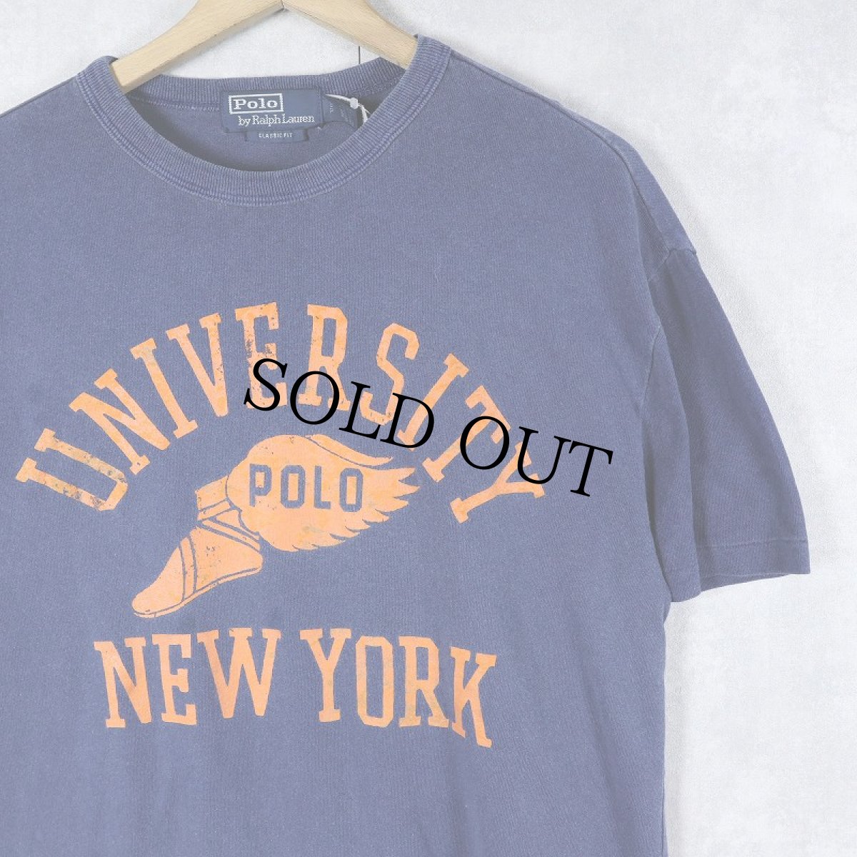 画像1: POLO Ralph Lauren "UNIVERSITY NEW YORK" ウイングフット プリントTシャツ NAVY S (1)
