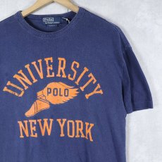 画像1: POLO Ralph Lauren "UNIVERSITY NEW YORK" ウイングフット プリントTシャツ NAVY S (1)
