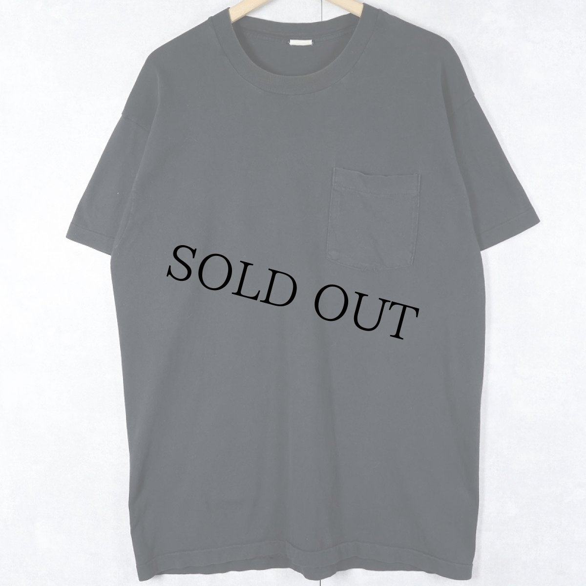 画像1: 90's Hanes 無地ポケットTシャツ BLACK (1)