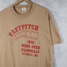 画像1: 70's USA製 "FASTPITCH" ソフトボール大会 プリントTシャツ XL (1)