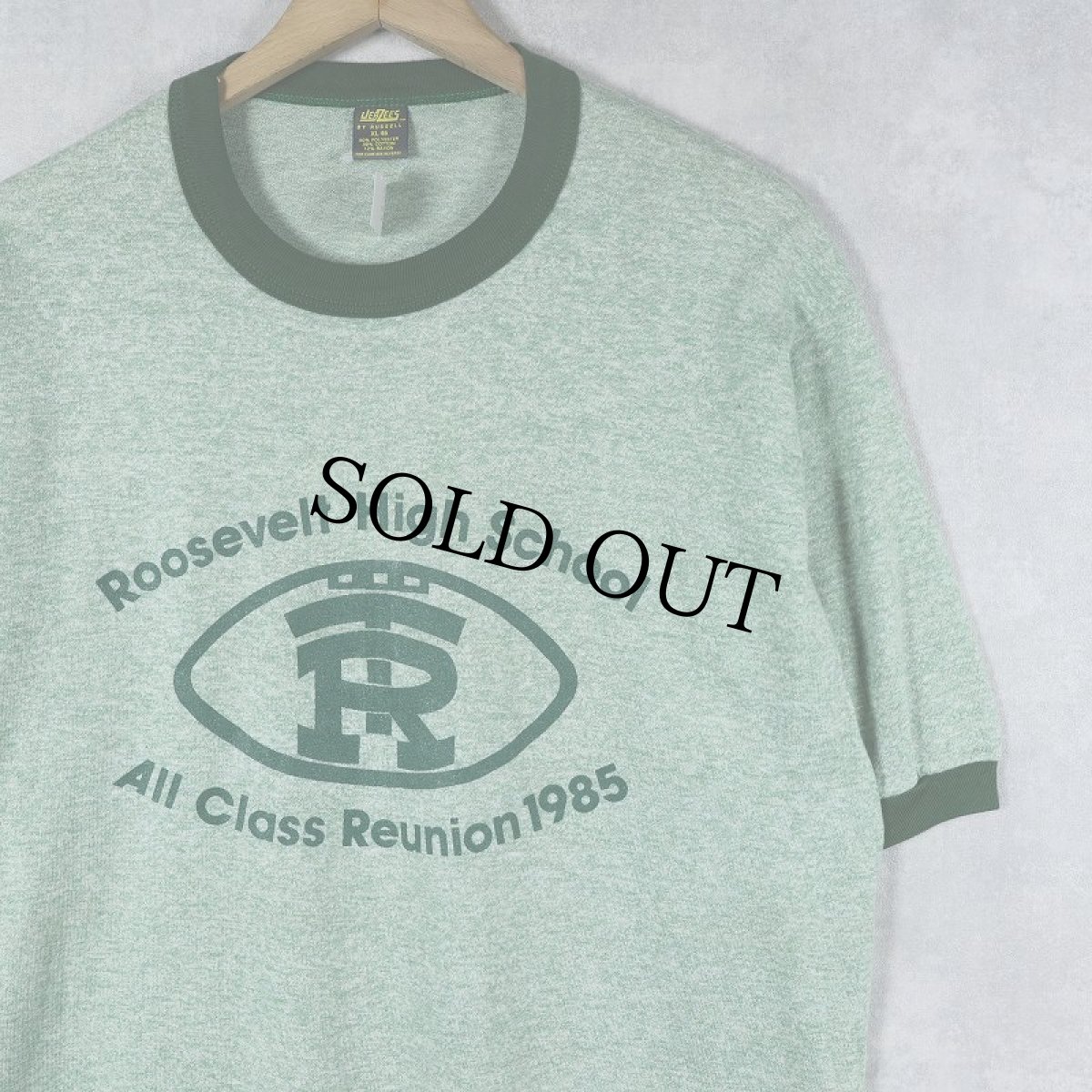 画像1: 70's JERZEES BY RUSSELL USA製 "Roosevelt High School..." プリントリンガーTシャツ XL (1)