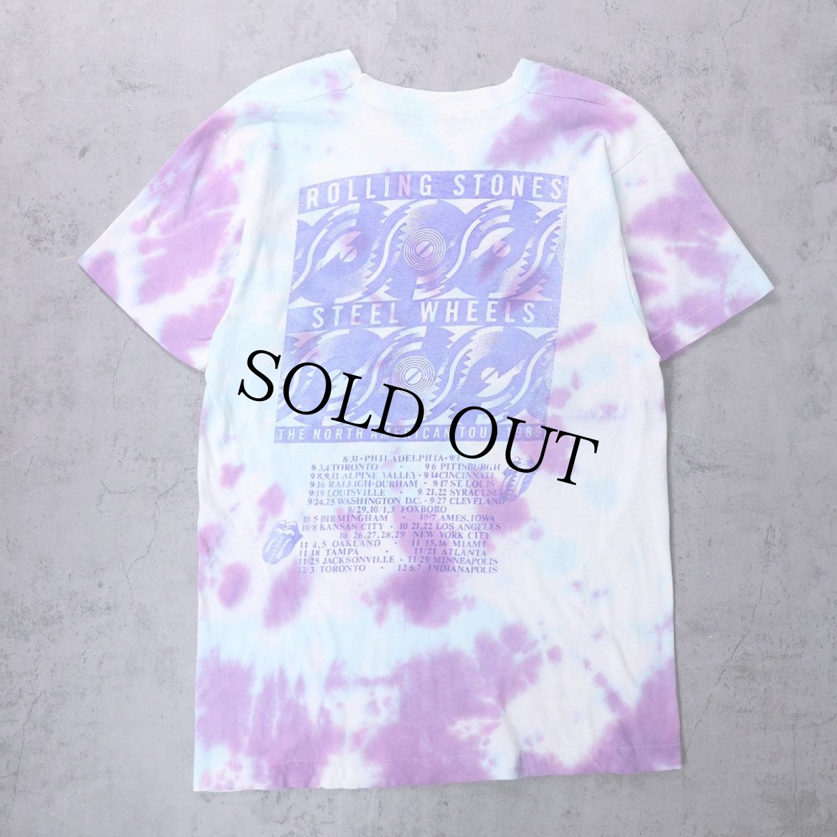 画像2: 90's The Rolling Stones USA製 "Steel Wheels" ロックバンドツアープリント タイダイTシャツ L (2)